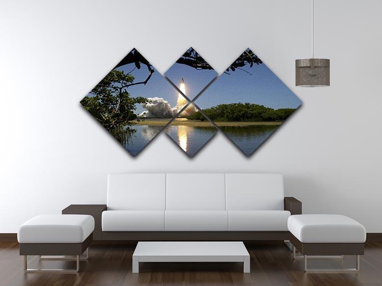 Rocket Over Lake 4 Square Multi Panel Canvas - Canvas Art Rocks - 3