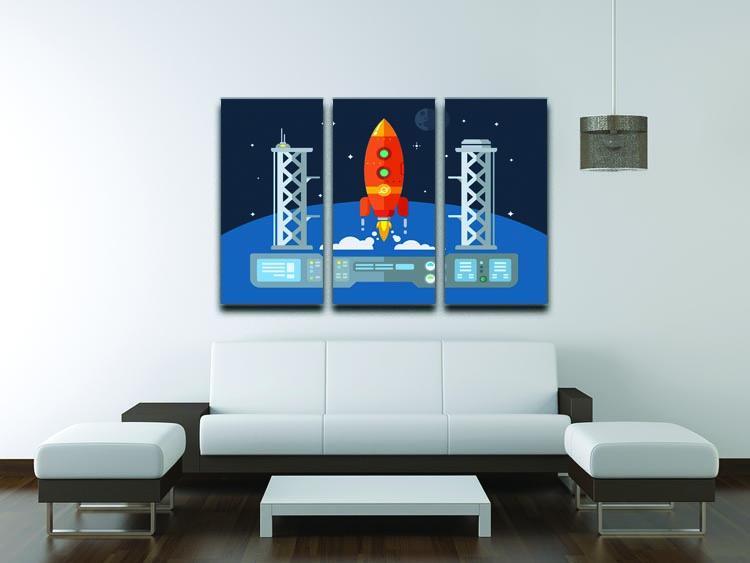 Rocket Startup Flat Desing Concept 3 Split Panel Canvas Print - Canvas Art Rocks - 3