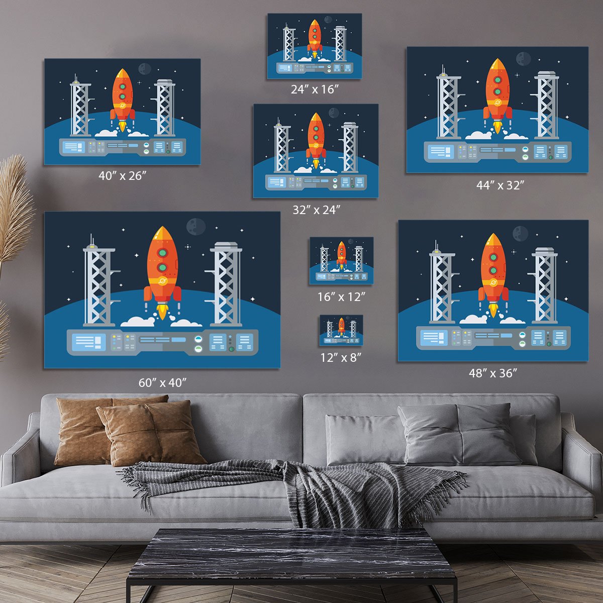 Rocket Startup Flat Desing Concept Canvas Print or Poster
