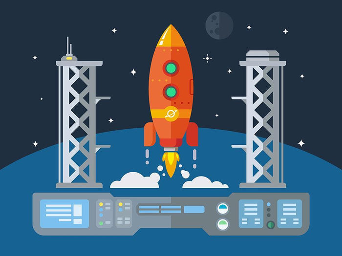 Rocket Startup Flat Desing Concept Wall Mural Wallpaper