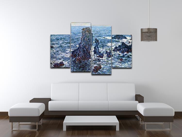Rocks on Belle Ile The needles of Port Coton by Monet 4 Split Panel Canvas - Canvas Art Rocks - 3
