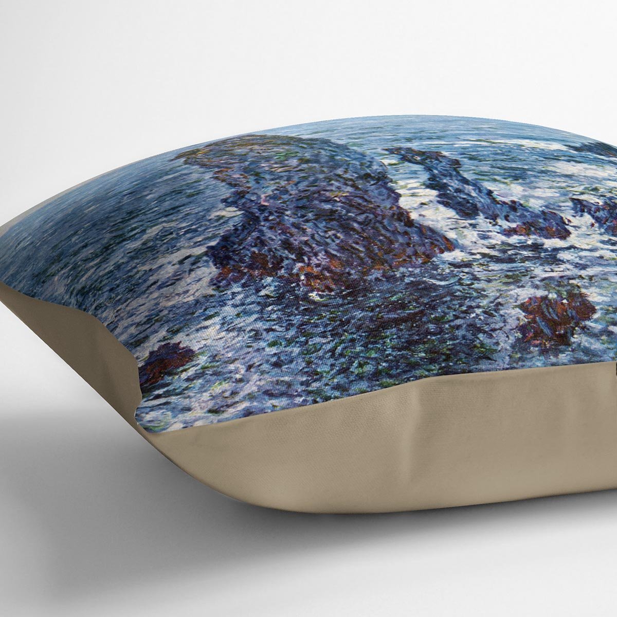 Rocks on Belle Ile The needles of Port Coton by Monet Throw Pillow