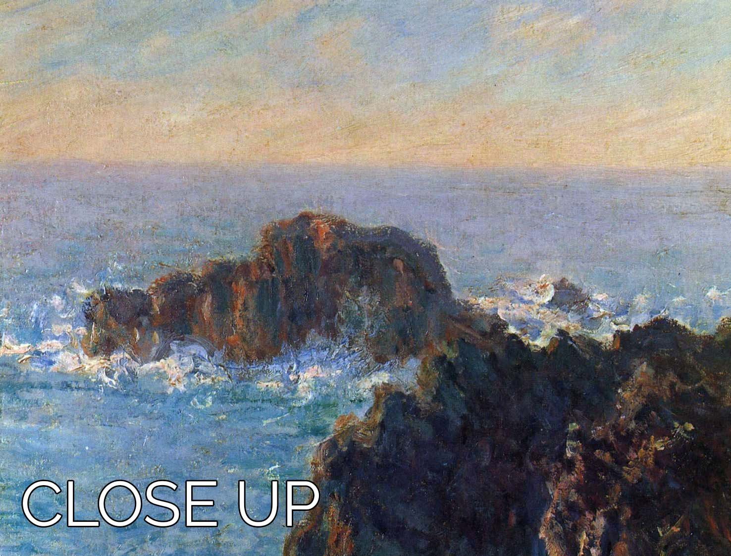 Rocky peaks at the Belle Ile by Monet 3 Split Panel Canvas Print - Canvas Art Rocks - 3