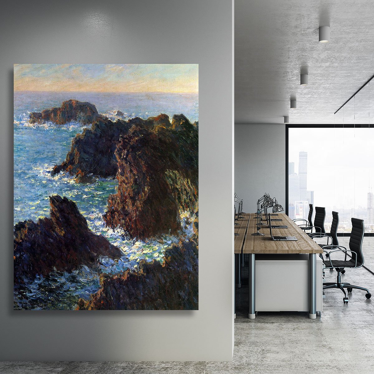 Rocky peaks at the Belle Ile by Monet Canvas Print or Poster