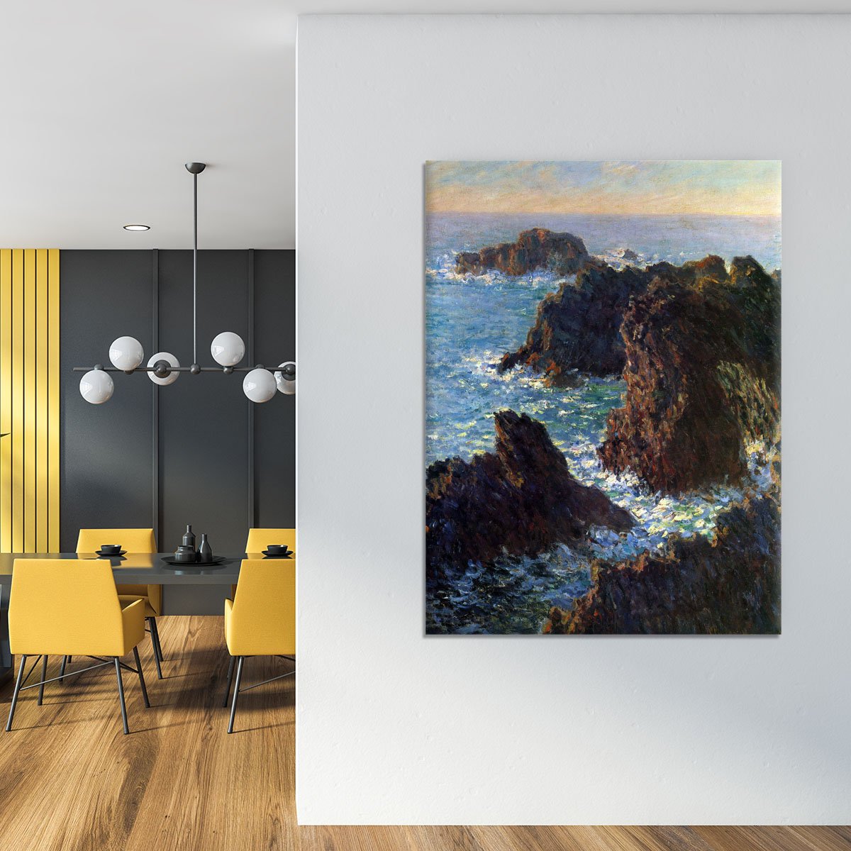 Rocky peaks at the Belle Ile by Monet Canvas Print or Poster
