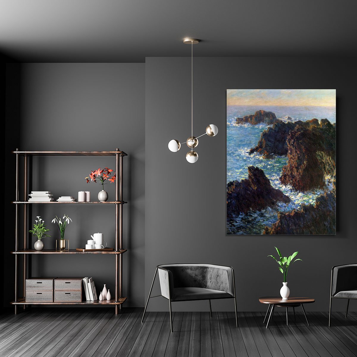 Rocky peaks at the Belle Ile by Monet Canvas Print or Poster