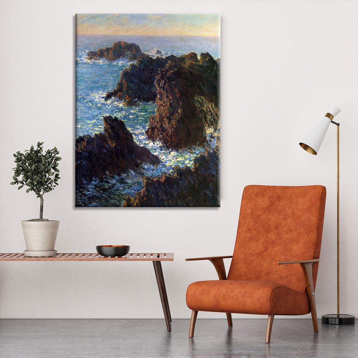 Rocky peaks at the Belle Ile by Monet Canvas Print or Poster