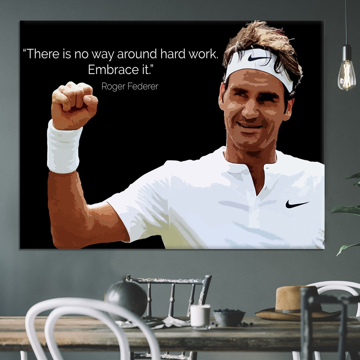 Roger Federer Hard Work Canvas Print or Poster