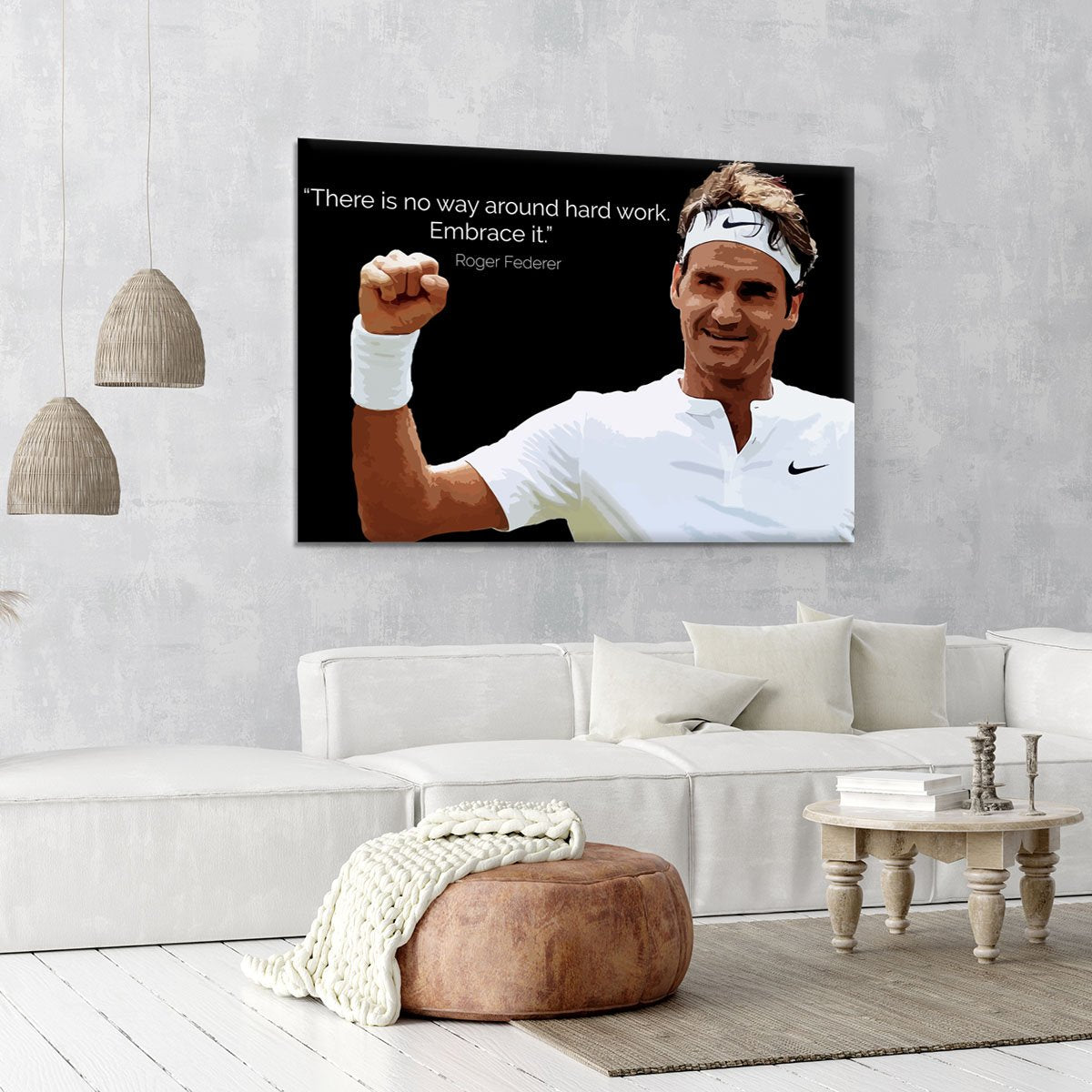 Roger Federer Hard Work Canvas Print or Poster