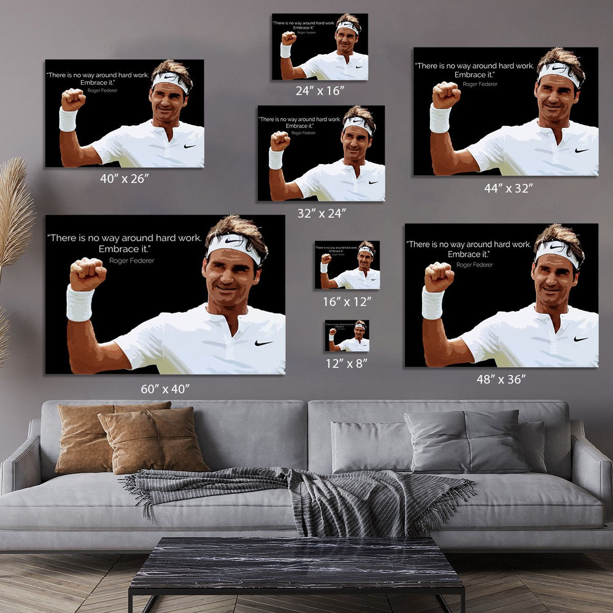Roger Federer Hard Work Canvas Print or Poster