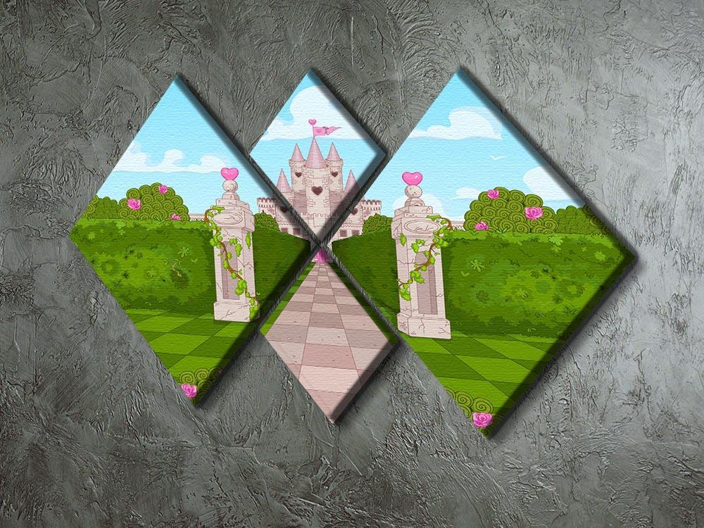 Romantic Castle Landscape 4 Square Multi Panel Canvas - Canvas Art Rocks - 2