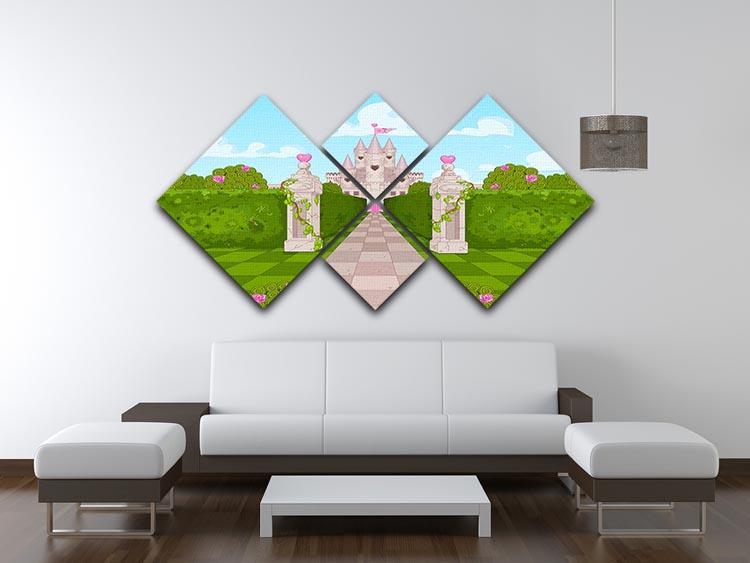 Romantic Castle Landscape 4 Square Multi Panel Canvas - Canvas Art Rocks - 3