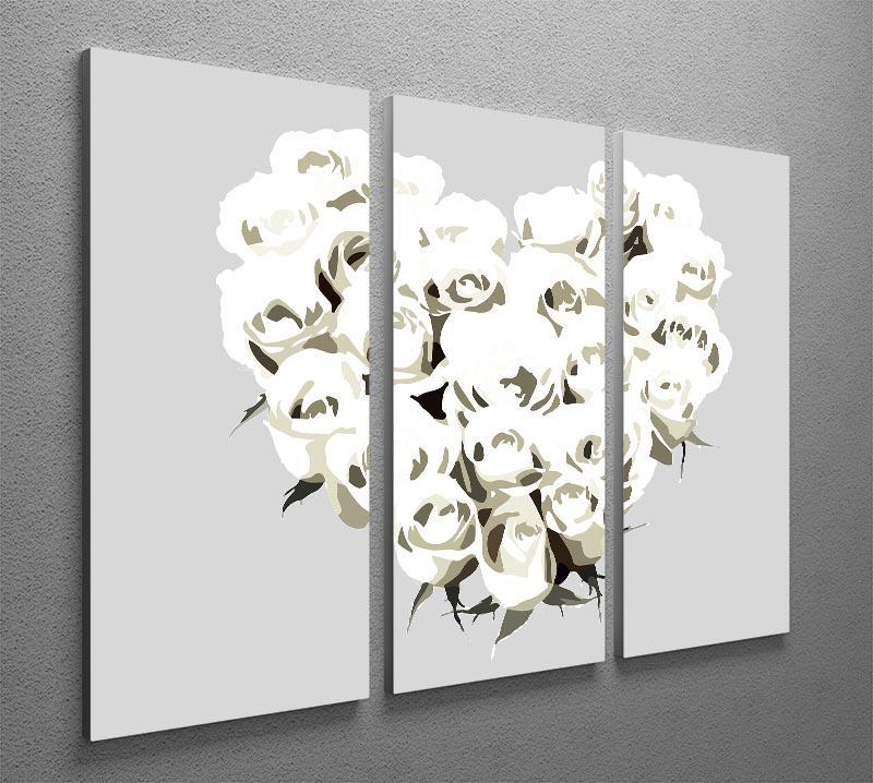 Rose-Cream-Brighter 3 Split Panel Canvas Print - Canvas Art Rocks - 2