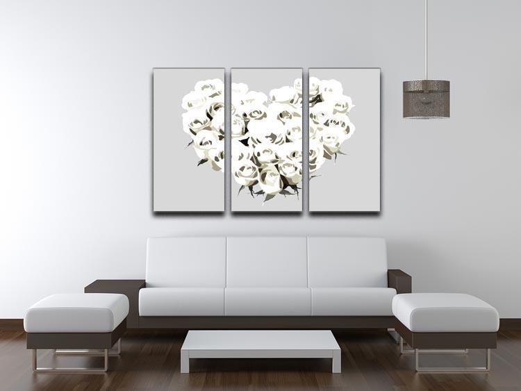 Rose-Cream-Brighter 3 Split Panel Canvas Print - Canvas Art Rocks - 3