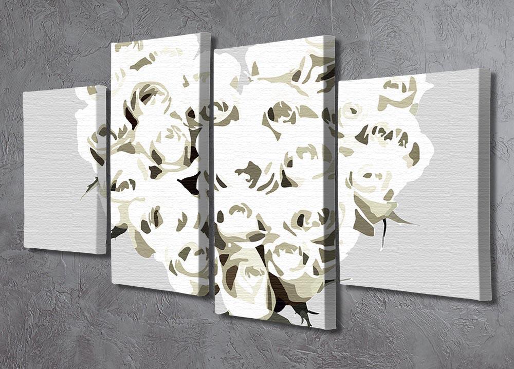 Rose-Cream-Brighter 4 Split Panel Canvas - Canvas Art Rocks - 2