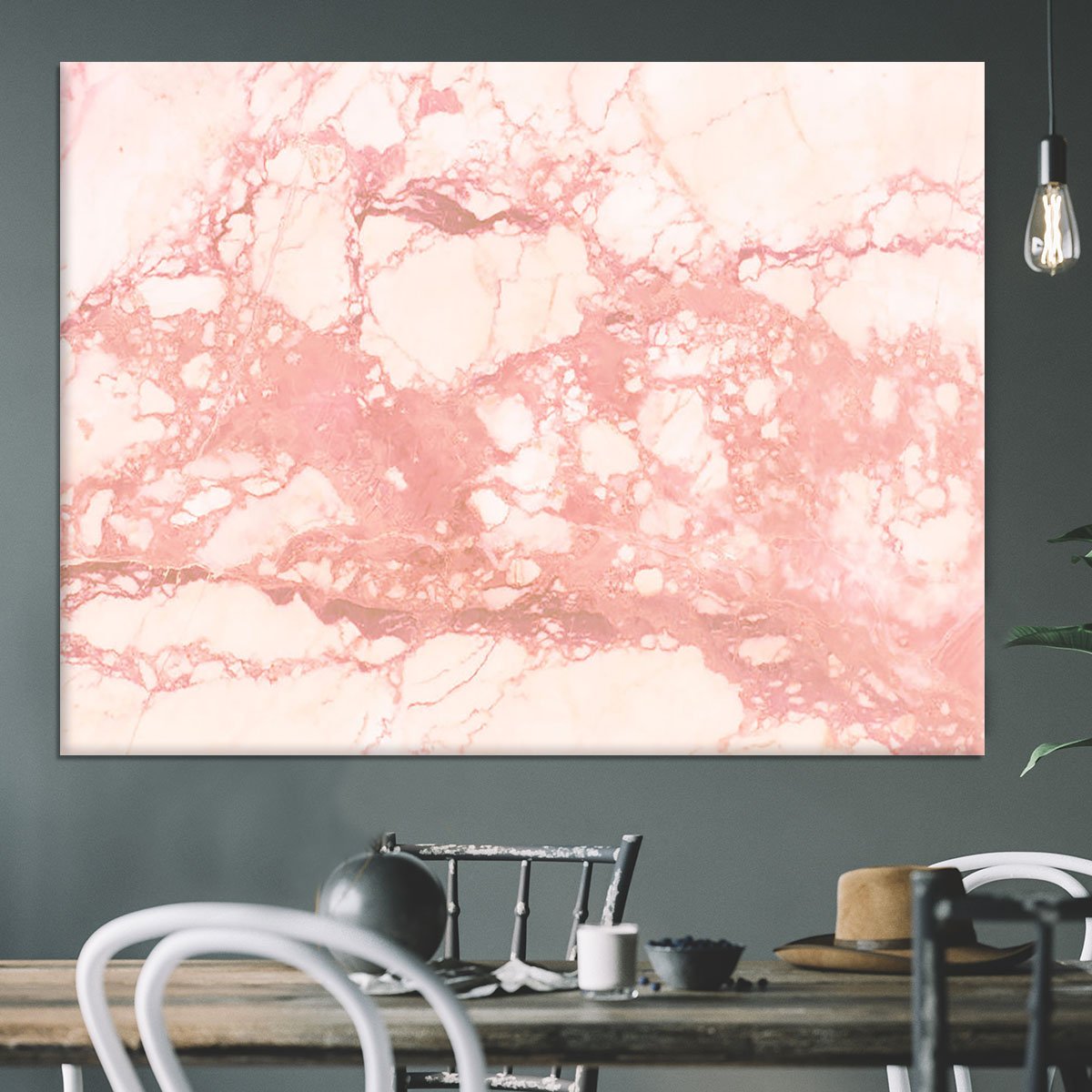 Rose Gold Marble Canvas Print or Poster