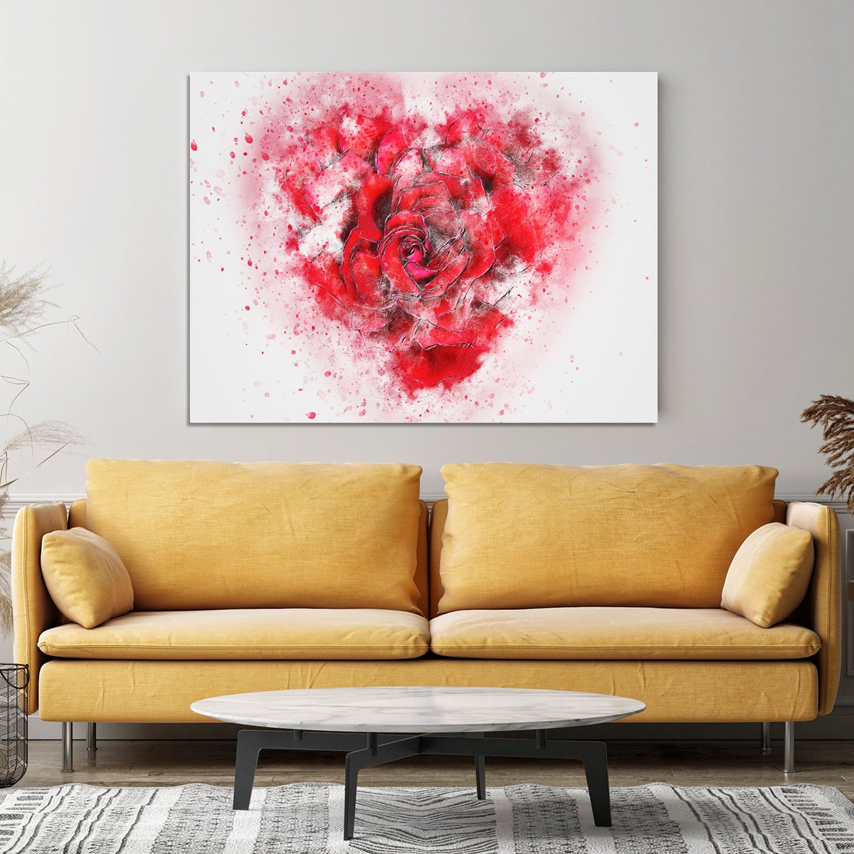 Rose Heart Painting Canvas Print or Poster