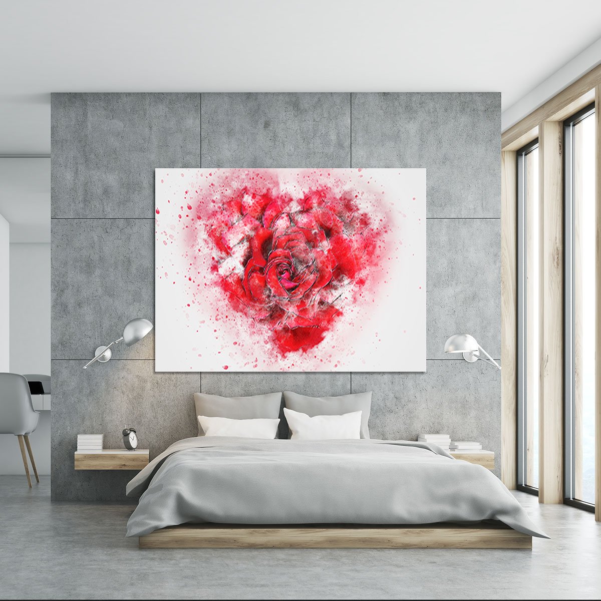 Rose Heart Painting Canvas Print or Poster