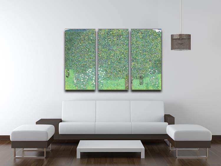 Rose bushes under the Trees by Klimt 3 Split Panel Canvas Print - Canvas Art Rocks - 3