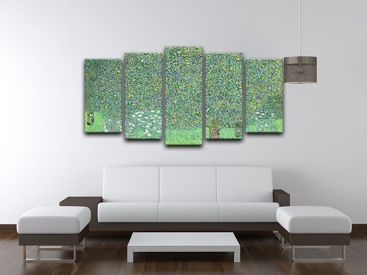 Rose bushes under the Trees by Klimt 5 Split Panel Canvas - Canvas Art Rocks - 3