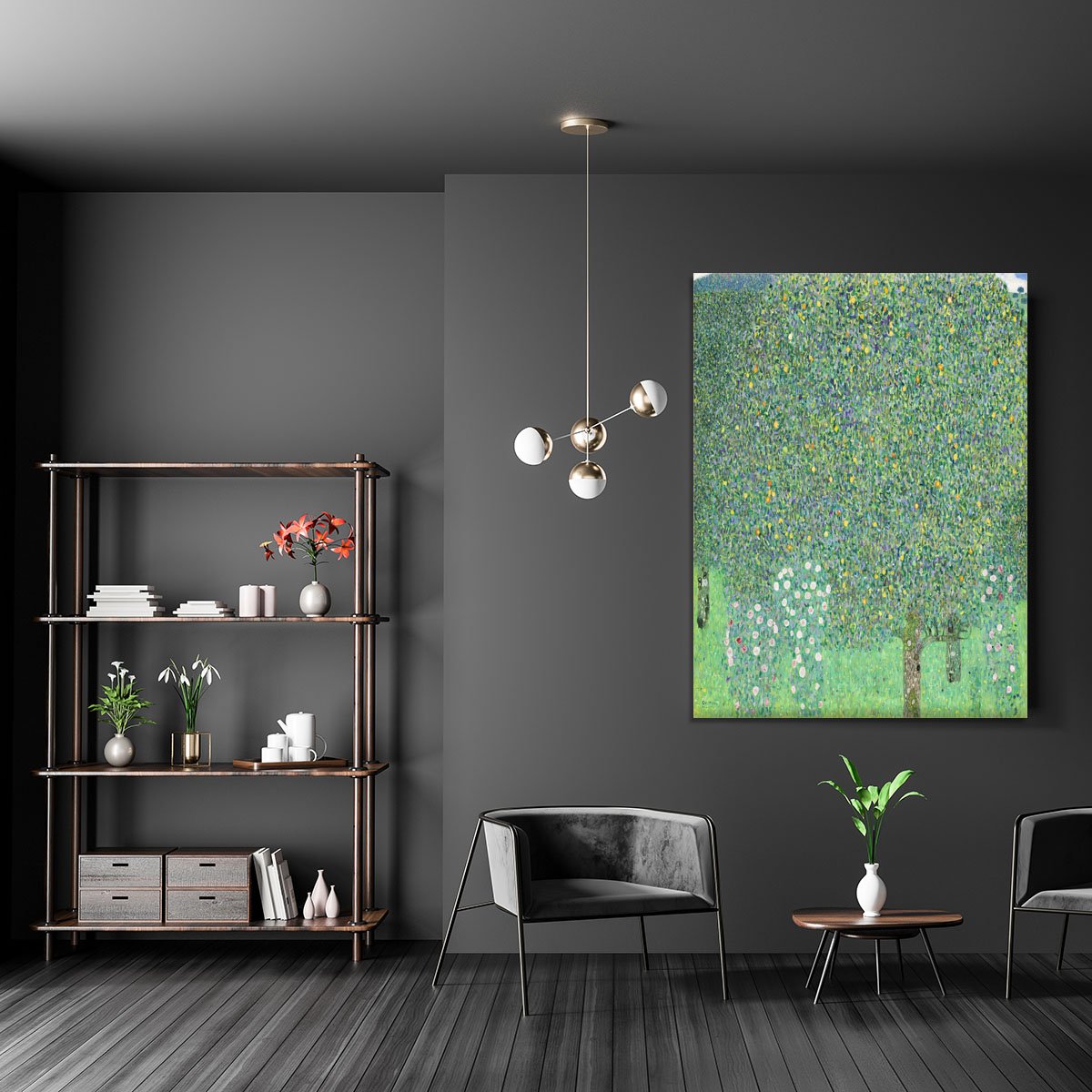 Rose bushes under the Trees by Klimt Canvas Print or Poster