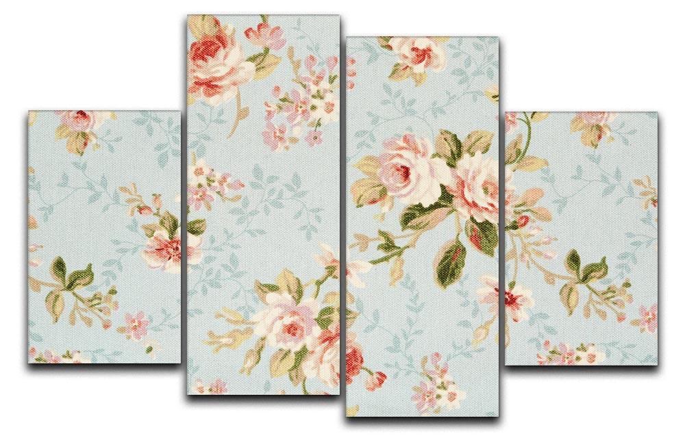 Rose floral tapestry 4 Split Panel Canvas  - Canvas Art Rocks - 1