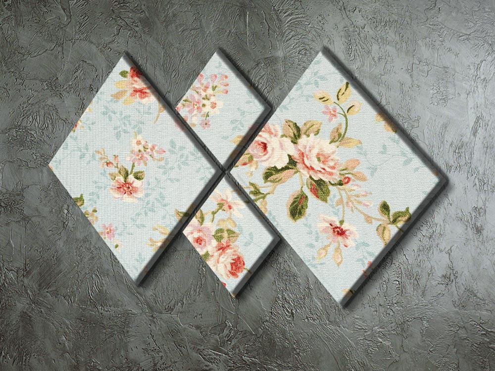 Rose floral tapestry 4 Square Multi Panel Canvas  - Canvas Art Rocks - 2