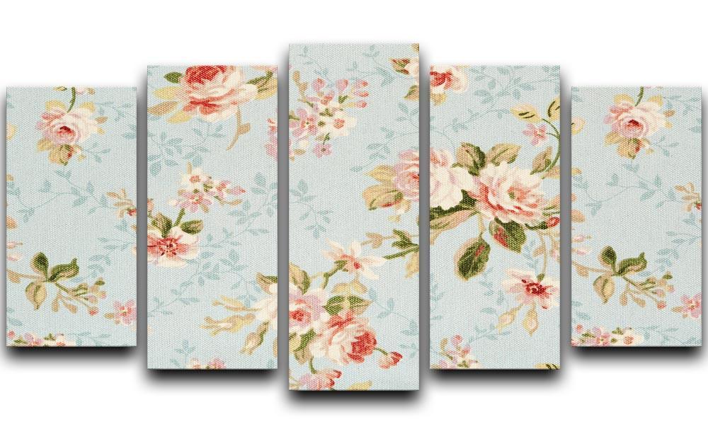 Rose floral tapestry 5 Split Panel Canvas  - Canvas Art Rocks - 1