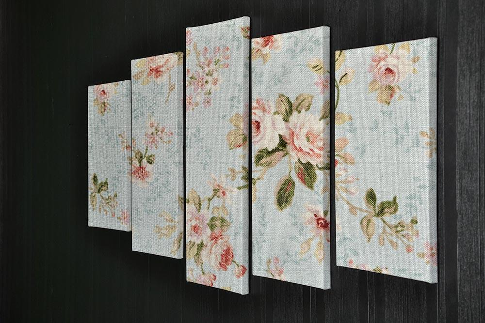 Rose floral tapestry 5 Split Panel Canvas  - Canvas Art Rocks - 2