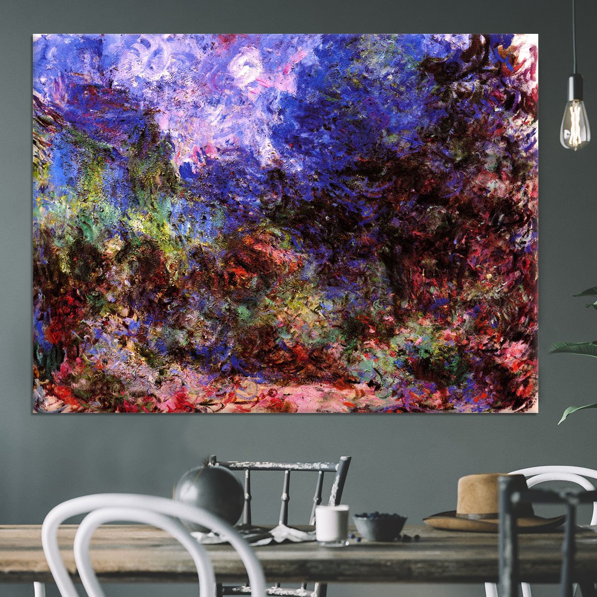 Roses at the garden side of Monets house in Giverny by Monet Canvas Print or Poster