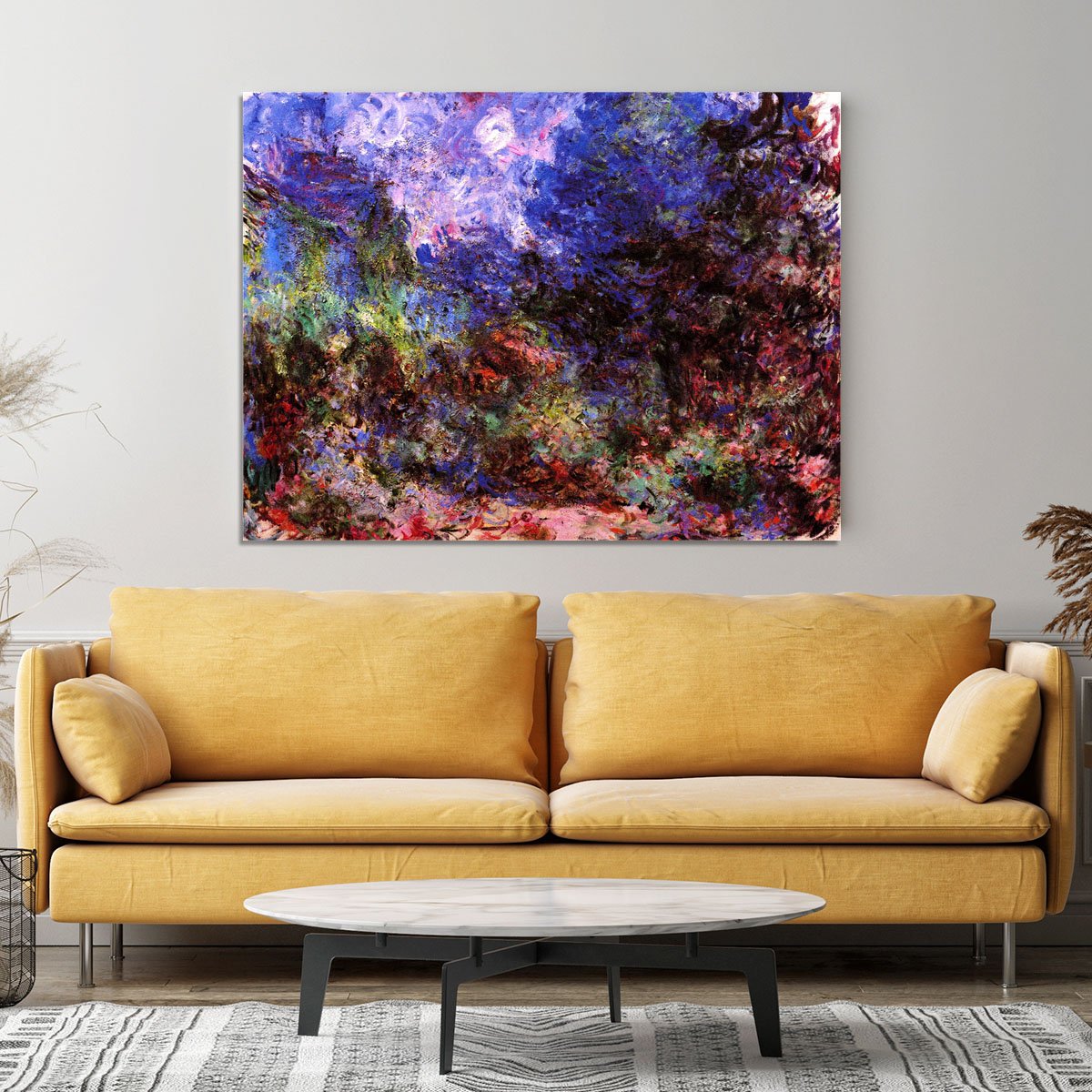 Roses at the garden side of Monets house in Giverny by Monet Canvas Print or Poster