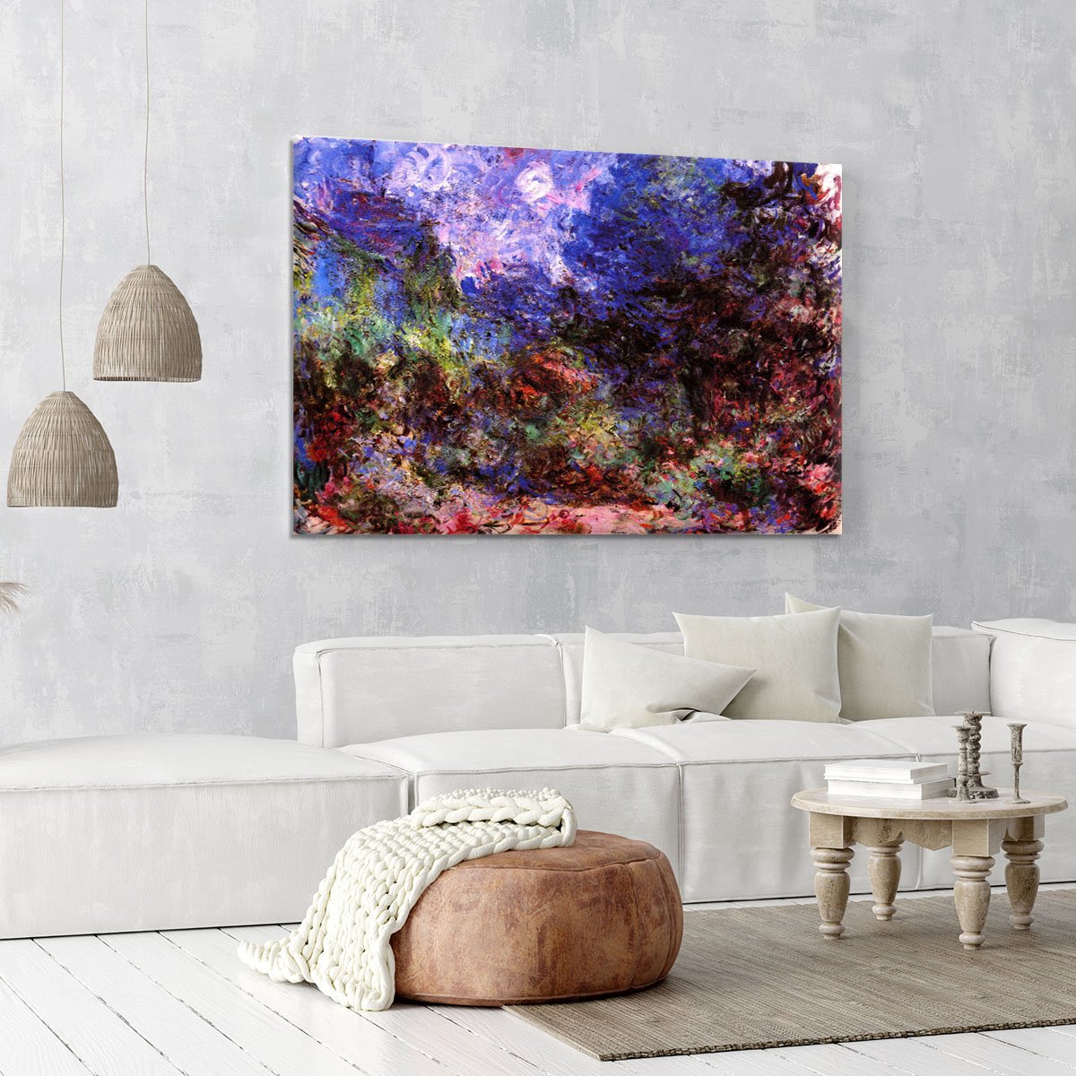 Roses at the garden side of Monets house in Giverny by Monet Canvas Print or Poster