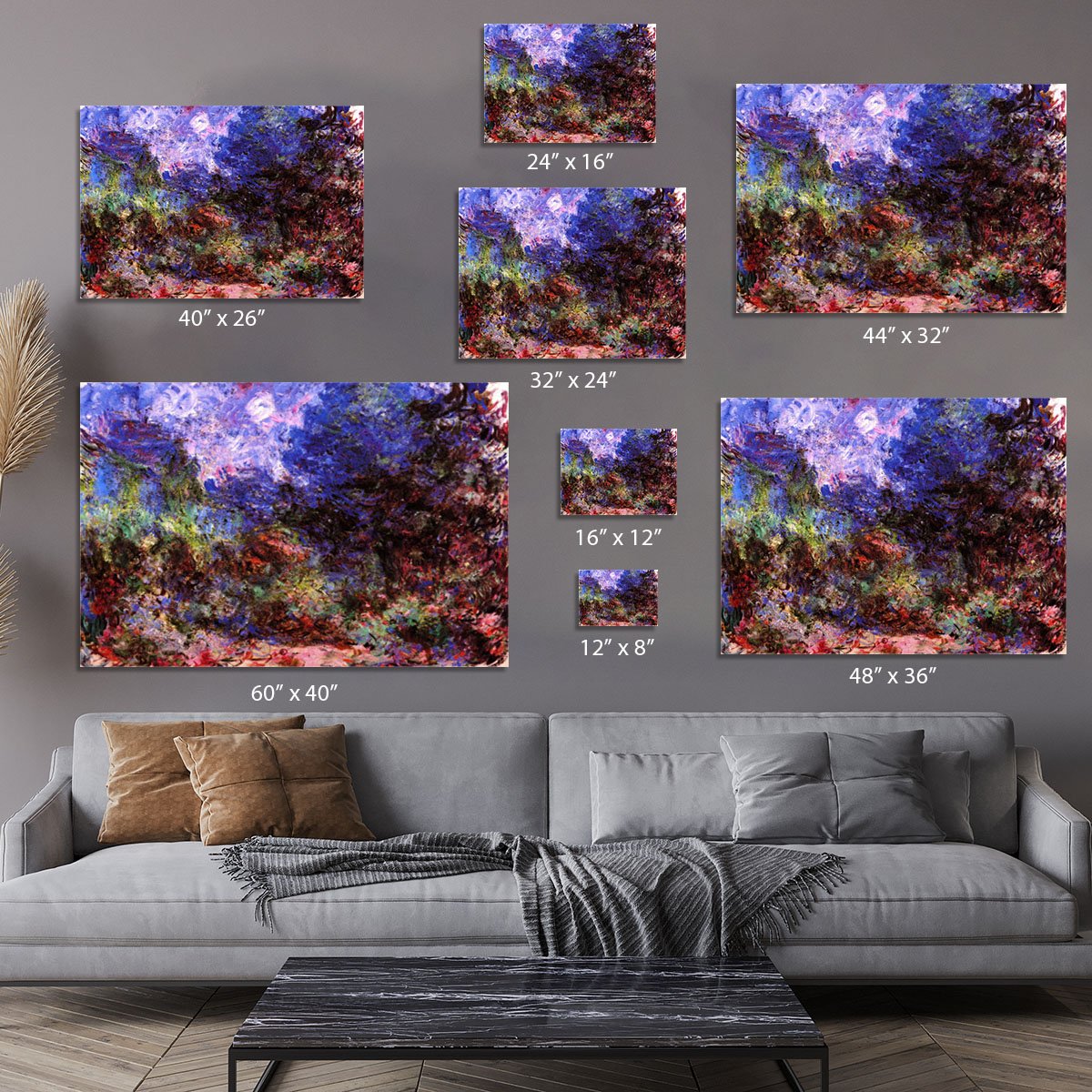 Roses at the garden side of Monets house in Giverny by Monet Canvas Print or Poster