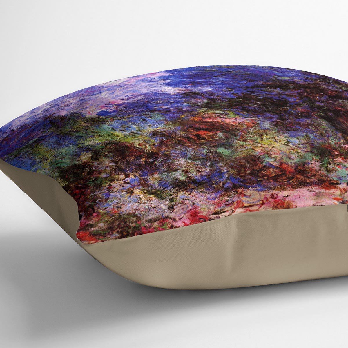 Roses at the garden side of Monets house in Giverny by Monet Throw Pillow
