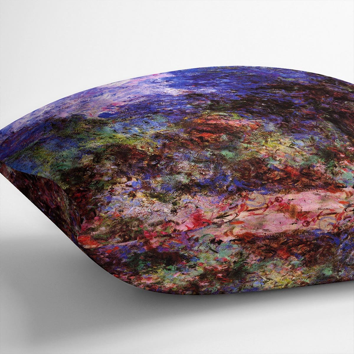 Roses at the garden side of Monets house in Giverny by Monet Throw Pillow