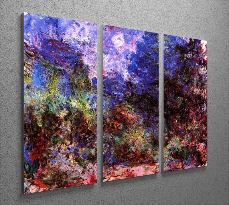 Roses at the garden side of Monets house in Giverny by Monet Split Panel Canvas Print - Canvas Art Rocks - 4