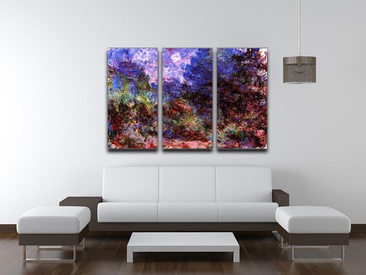Roses at the garden side of Monets house in Giverny by Monet Split Panel Canvas Print - Canvas Art Rocks - 4