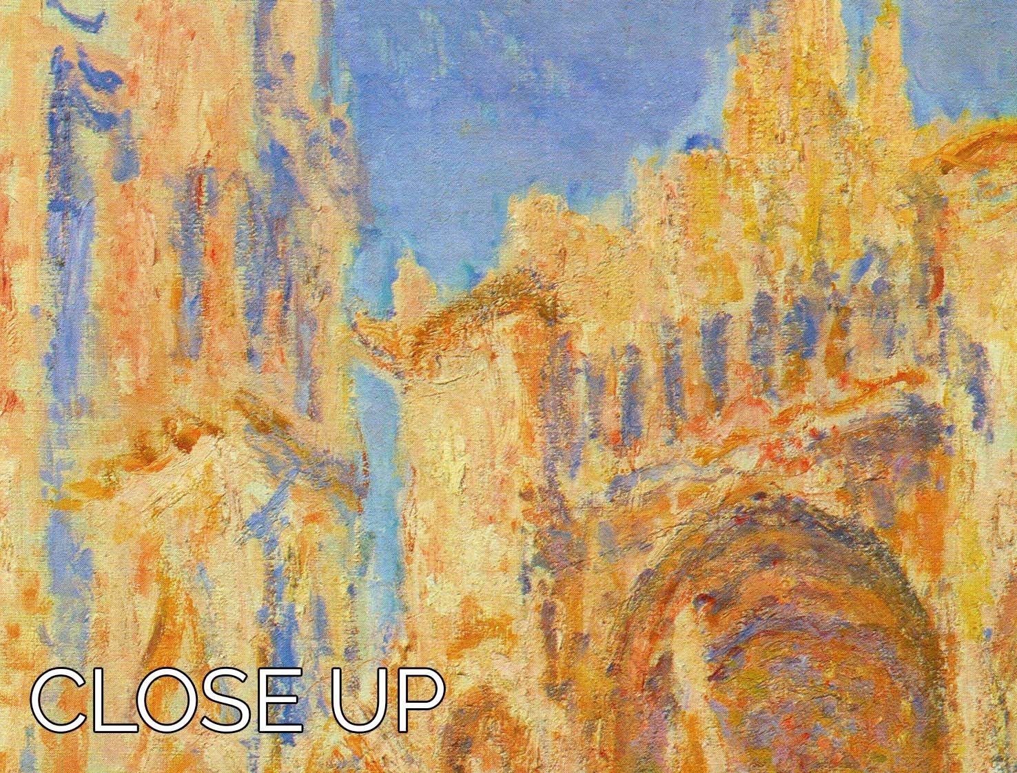 Rouen Cathedral Facade at Sunset by Monet 3 Split Panel Canvas Print - Canvas Art Rocks - 3