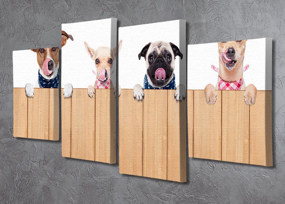 Row of dogs as a group or team 4 Split Panel Canvas - Canvas Art Rocks - 2