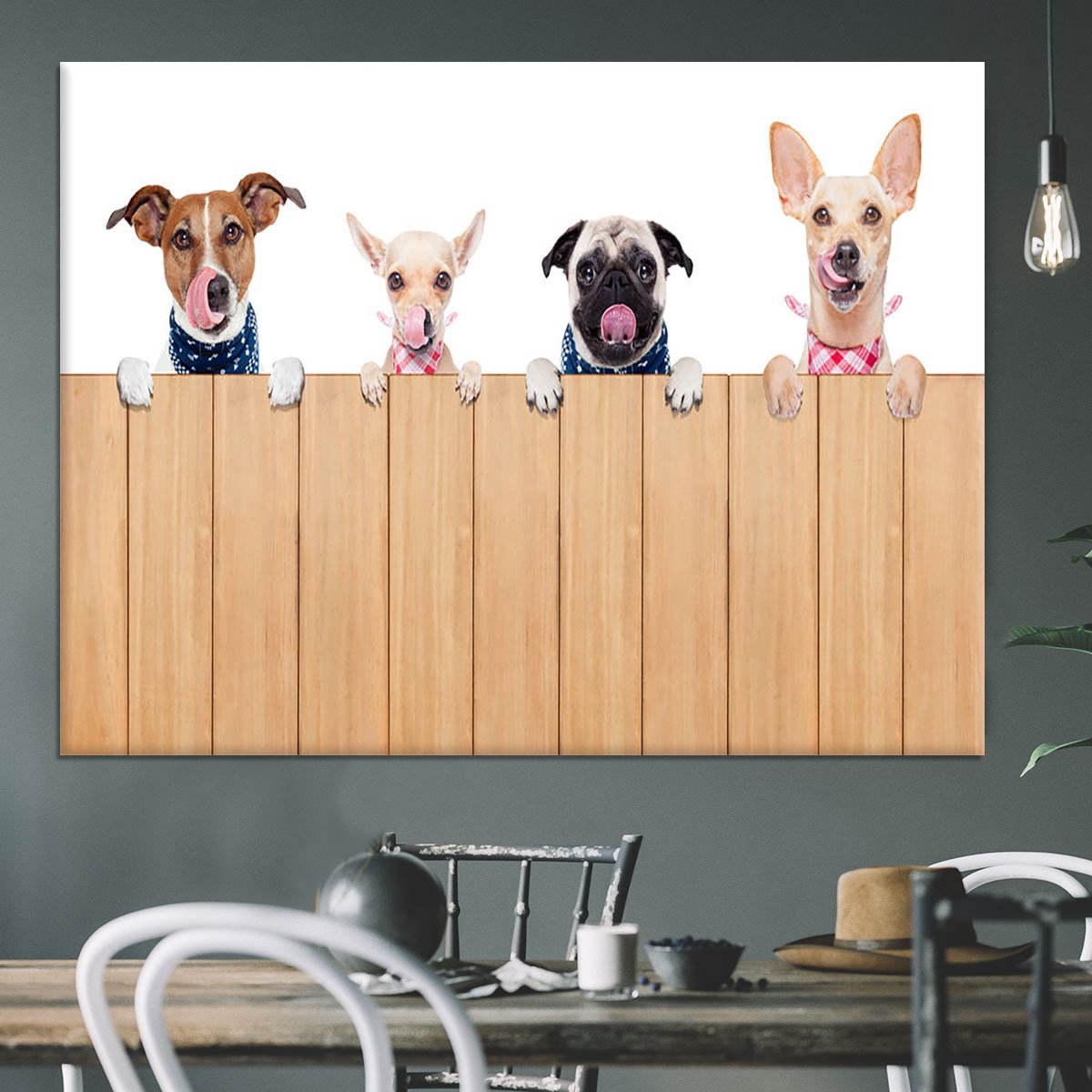 Row of dogs as a group or team Canvas Print or Poster