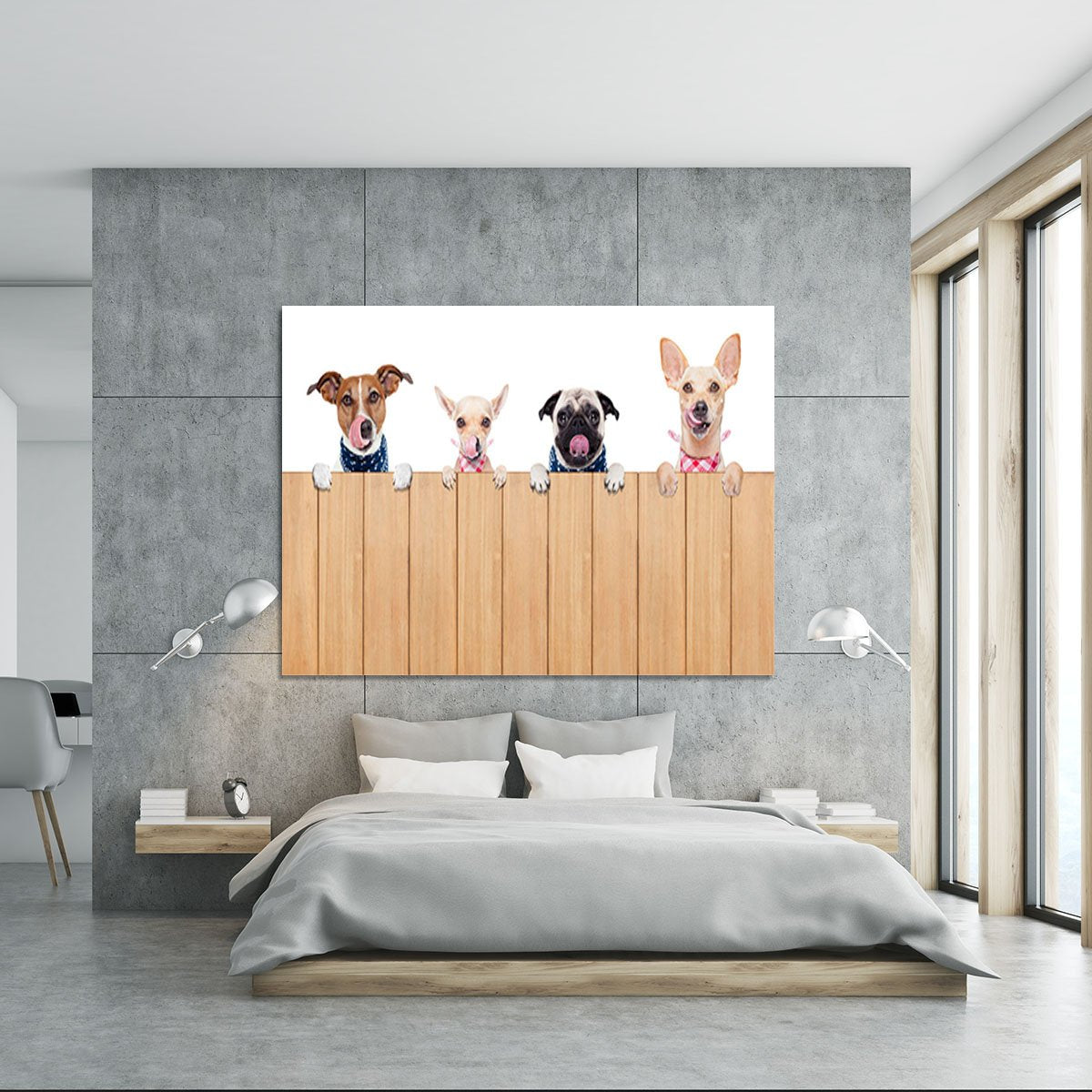 Row of dogs as a group or team Canvas Print or Poster