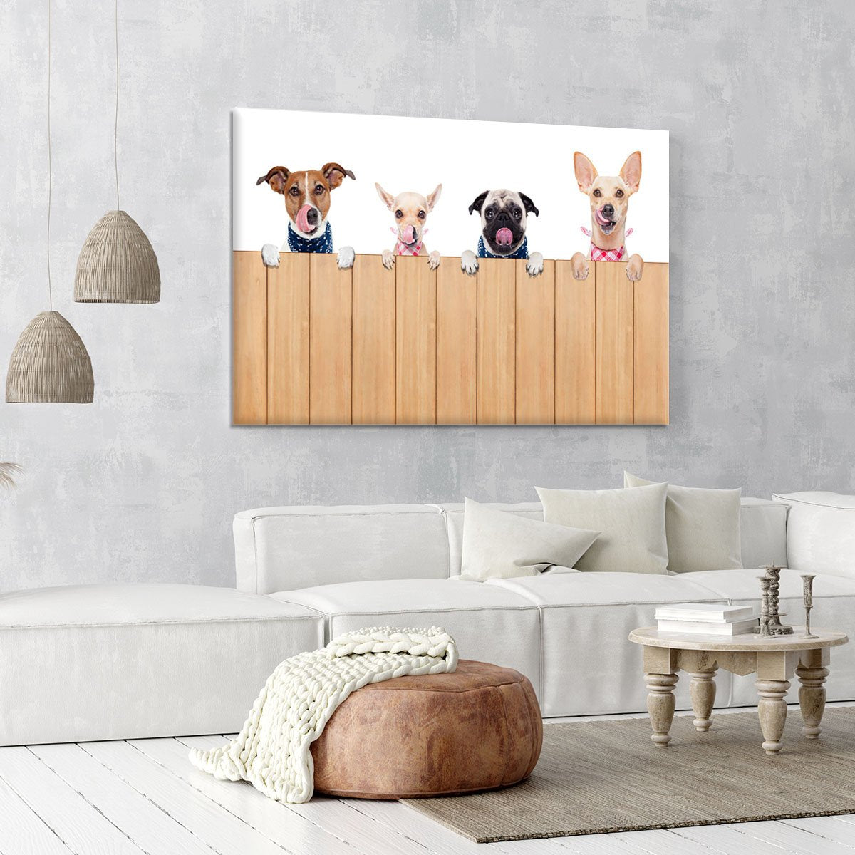 Row of dogs as a group or team Canvas Print or Poster