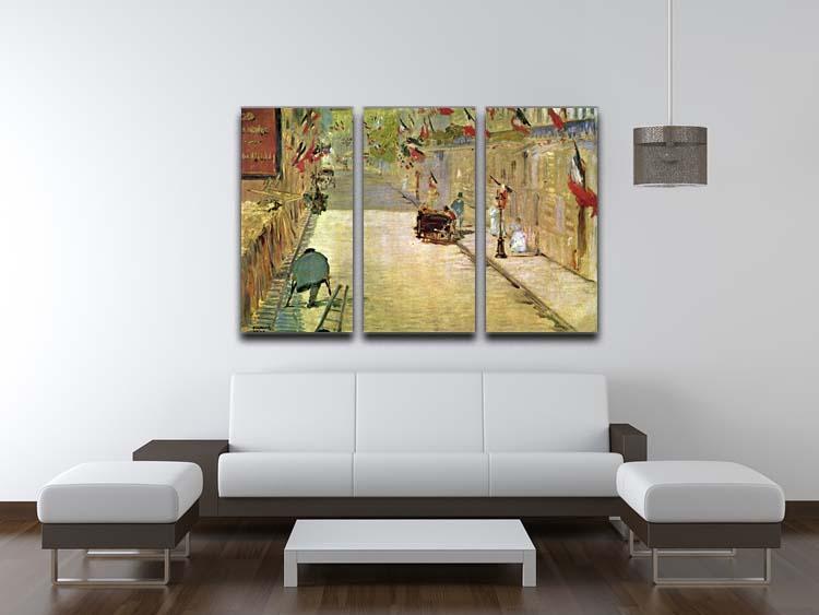Rue Mosnier with Flags by Manet 3 Split Panel Canvas Print - Canvas Art Rocks - 3