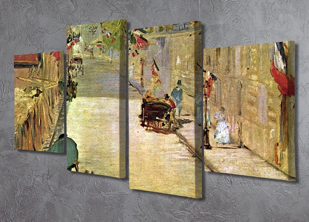 Rue Mosnier with Flags by Manet 4 Split Panel Canvas - Canvas Art Rocks - 2