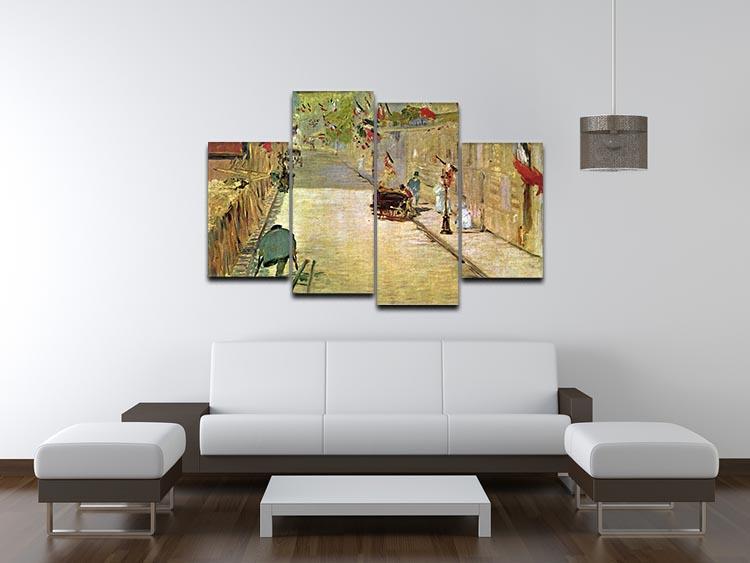 Rue Mosnier with Flags by Manet 4 Split Panel Canvas - Canvas Art Rocks - 3