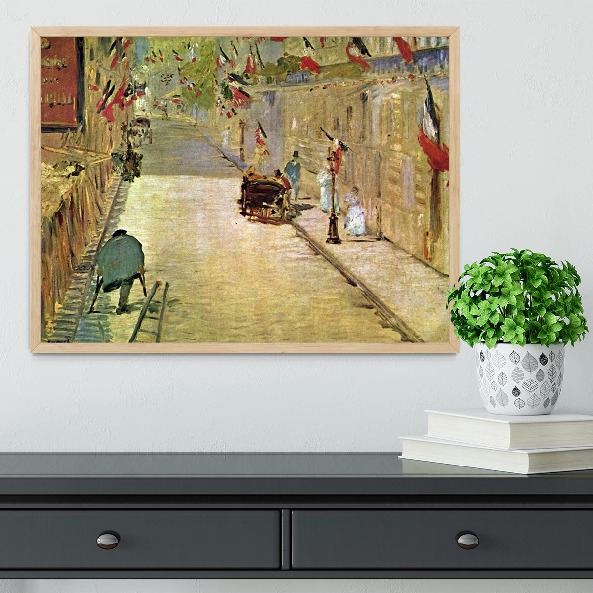 Rue Mosnier with Flags by Manet Framed Print - Canvas Art Rocks - 4