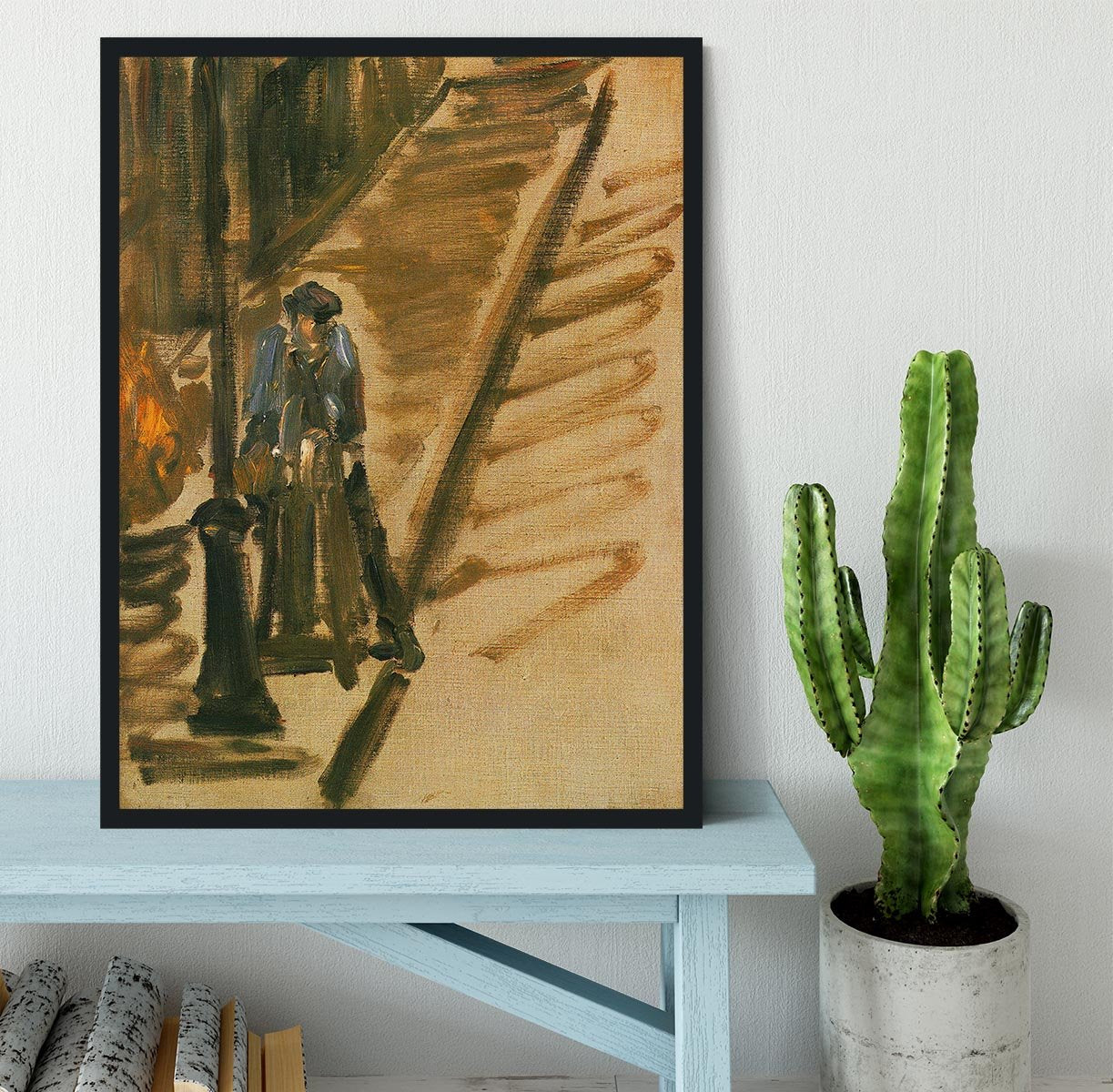 Rue Mossnier with Knife Grinder by Manet Framed Print - Canvas Art Rocks - 2