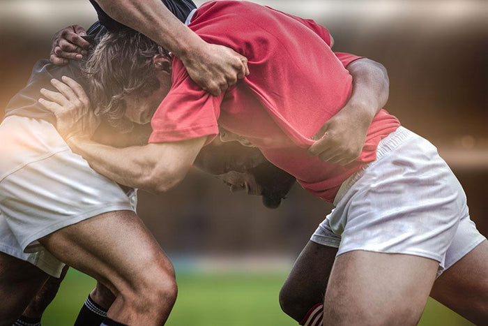 Rugby players doing a scrum Wall Mural Wallpaper