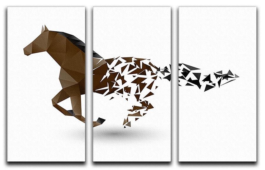 Running horse from the collapsing grounds 3 Split Panel Canvas Print - Canvas Art Rocks - 1
