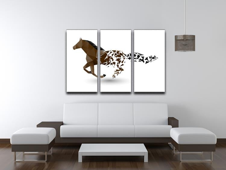 Running horse from the collapsing grounds 3 Split Panel Canvas Print - Canvas Art Rocks - 3